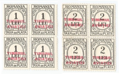 |Romania, LP XII.11/1931, Taxa de plata cu supr. TIMBRUL AVIATIEI, bloc 4, MNH foto