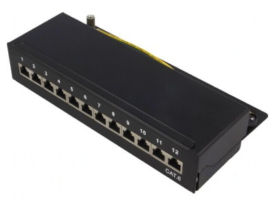 Patch panel Cat 6 neagră - 12 porturi foto