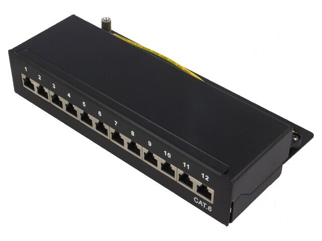 Patch panel Cat 6 neagră - 12 porturi
