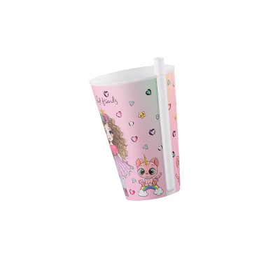 Pahar cu pai pentru copii, Cats, Roz, gradinita, fete, 400ml, ATU-087772 foto