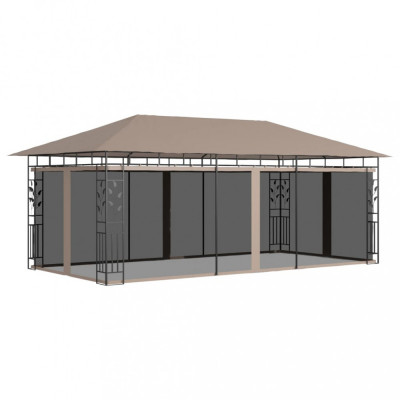 Pavilion cu plasă anti-ț&amp;acirc;nțari, gri taupe, 6x3x2,73 m, 180 g/m&amp;sup2; foto