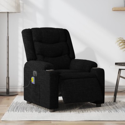 vidaXL Fotoliu electric de masaj rabatabil, negru, textil foto