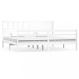 Cumpara ieftin Cadru de pat, alb, 200x200 cm, lemn masiv