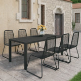 VidaXL Set mobilier de grădină, 7 piese, negru, ratan PVC