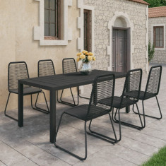 vidaXL Set mobilier de grădină, 7 piese, negru, ratan PVC