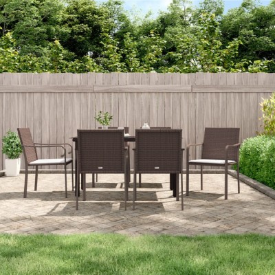 vidaXL Set mobilier de grădină cu perne, 7 piese, poliratan și oțel 3186958 foto