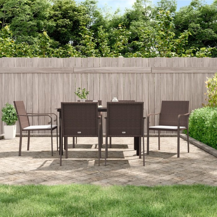 vidaXL Set mobilier de grădină cu perne, 7 piese, poliratan și oțel 3186958