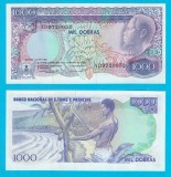 Sao Tome &amp; Principe (p#62) 1.000 Dobras 1989 UNC &#039;Banane/Cacao&#039; serie: AD9720052 margine albă