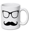Cana alba personalizata &quot; Mustata + Ochelari &quot;, INOVATIX&reg;. 330ml, Oem