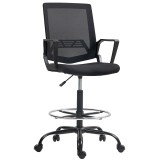 HOMCOM Scaun de birou, chaise bureau ergonomique cu &icirc;nălțime și suport pentru picioare reglabile, 66,5 x 70,5 x 118-139,5 cm, negru | Aosom Romania