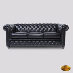 Chesterfield Canapea 3 Locuri Brighton FT Negru