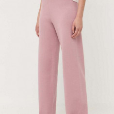 Max Mara Leisure pantaloni femei, culoarea roz, drept, high waist