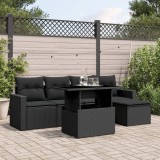 Cumpara ieftin Gossi set mobilier de gradina cu perne, 6 piese, negru, poliratan