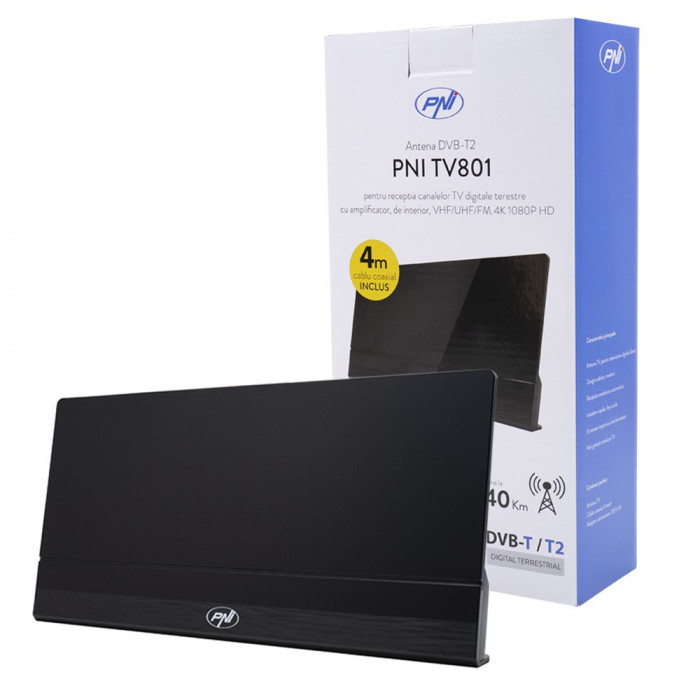 Aproape nou: Antena DVB-T2 PNI TV801 cu amplificator, pentru semnal TV digital 30dB