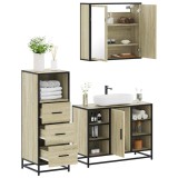 Set mobilier de baie, 3 piese, stejar sonoma, lemn prelucrat