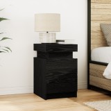 vidaXL Noptieră cu lumini LED, stejar negru, 35x39x55 cm