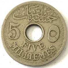 EGIPT 5 MILLIEMES 1916,( Hussein Kamil,), KM#315
