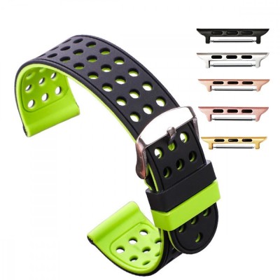 Curea silicon cu doua fete, compatibila Apple Watch 10, 42mm, Verde/Negru foto