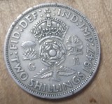 Marea Britanie Tow Shillings 1947 Argint, Europa