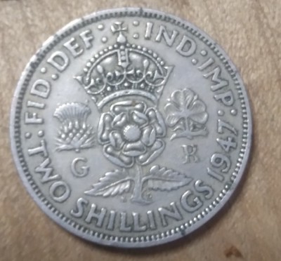 Marea Britanie Tow Shillings 1947 Argint foto