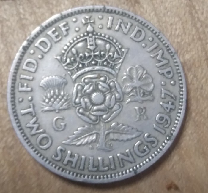 Marea Britanie Tow Shillings 1947 Argint