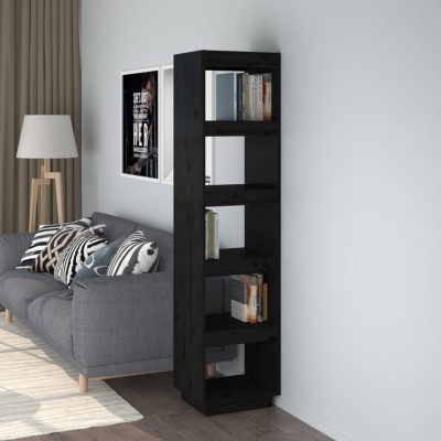 vidaXL Bibliotecă/Separator cameră negru 40x35x167 cm lemn masiv pin foto