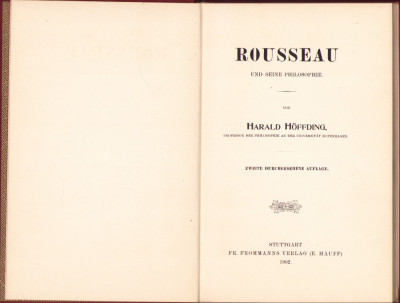 HST C1320 Rousseau und seine Philosophie 1902 Harald H&amp;ouml;ffding foto