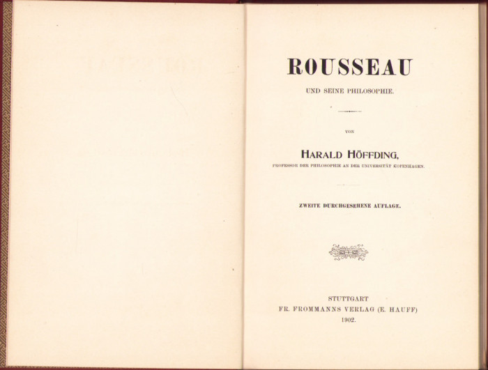 HST C1320 Rousseau und seine Philosophie 1902 Harald H&ouml;ffding