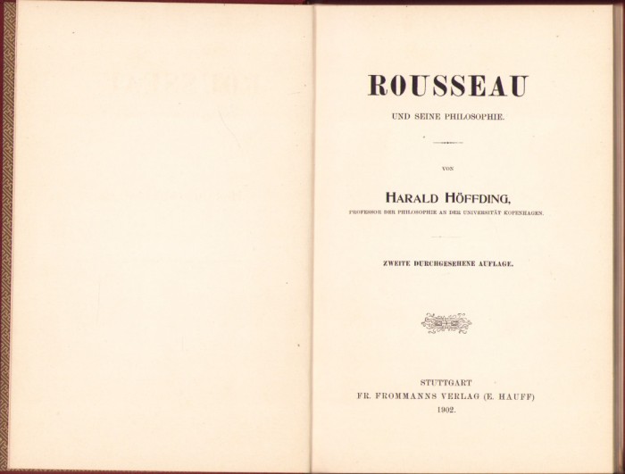 HST C1320 Rousseau und seine Philosophie 1902 Harald H&ouml;ffding