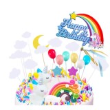 Decoratiuni tort unicorn Home Sweet Paradise, set 21 piese, pentru evenimentele speciale, multicolor