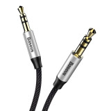 Cablu audio Basesu Mufa 3.5 mm AUX, 1.5m, Negru/Argintiu, Baseus