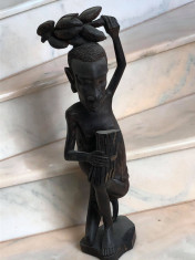 SCULPTURA AFRICANA LEMN ABANOS, MARE 54 CM foto