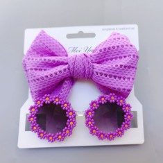 Set bentita si ochelari de soare - Purple Daisy (Marime Disponibila: 6-12 luni foto