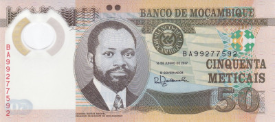 Bancnota Mozambic 50 Meticais 2017 - P150b UNC ( polimer ) foto
