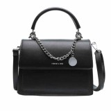 Geanta de Umar cu Lantic, Model cu Elegant, Piele Ecologica, 21 cm x 16 cm x 7.5 cm, Negru