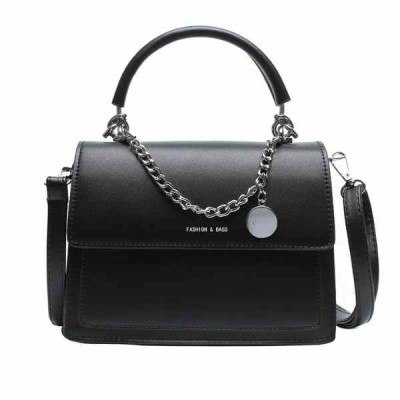 Geanta de Umar cu Lantic, Model cu Elegant, Piele Ecologica, 21 cm x 16 cm x 7.5 cm, Negru foto