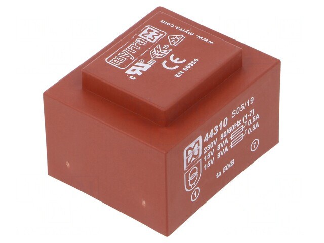 Transformator &Icirc;ncapsulat 16VA 230VAC 15V x 2 PCB