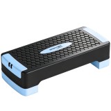 SPORTNOW Placă de step reglabilă pe &icirc;nălțime Fitness Aerobic Stepper cu 2 trepte (11/16 cm) 2 benzi de rezistență, covoraș anti-alunecare Albastru | A