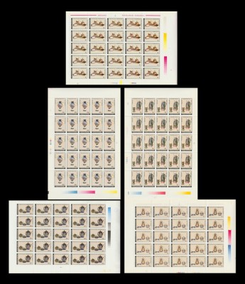 1992 Romania - 5 Coli intregi de 25 timbre Portelan romanesc, LP 1277 MNH foto