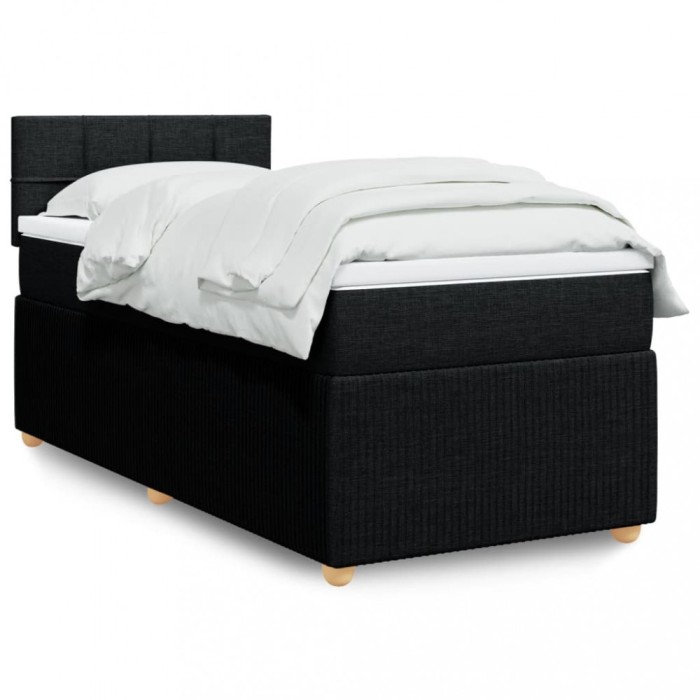 vidaXL Pat box spring cu saltea, negru, 80x200 cm, textil 3289585