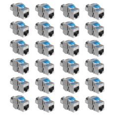 Set 24 Mufe CAT8 de 40 Gbit pentru cabluri Ethernet RJ45, Kwmobile, Argintiu, Metal, 52517.24