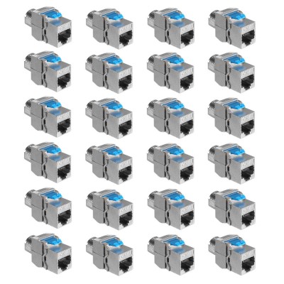 Set 24 Mufe CAT8 de 40 Gbit pentru cabluri Ethernet RJ45, Kwmobile, Argintiu, Metal, 52517.24 foto