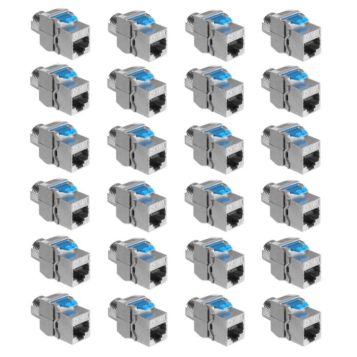 Set 24 Mufe CAT8 de 40 Gbit pentru cabluri Ethernet RJ45, Kwmobile, Argintiu, Metal, 52517.24