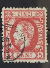 Romania 1872 - Carol l cu Barba,stampila degetar,Lp.35 foto