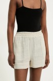 Answear Lab pantaloni scurti din bumbac femei, culoarea bej, neted, high waist