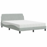 Cumpara ieftin Pat cu saltea, Dover, gri deschis, 120x200 cm, catifea