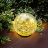 Lampa solara sfera sticla - 15 cm - 20 LED alb cald, Oem