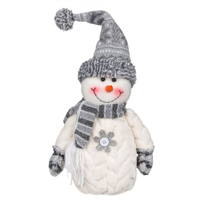 Figurina Decorativa Craciun, Om de Zapada, Poliester, Gri/Alb, 32 cm
