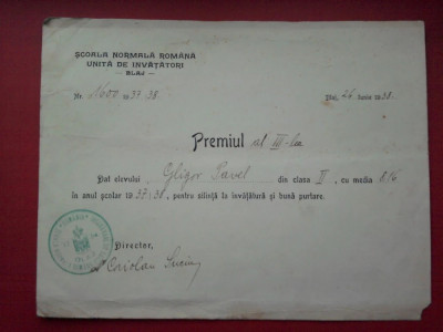Scoala Normala Romana Unita de Invatatori Blaj, director Coriolan Suciu an 1938 foto