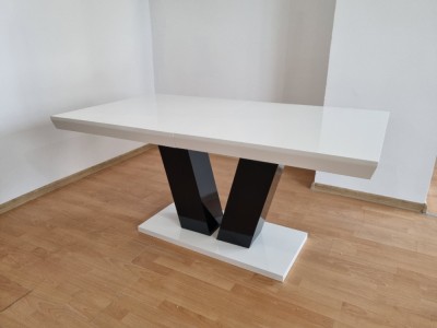 MASA NAOMY EXTENSIBILA 160/200/90/75 CM ALB NEGRU foto